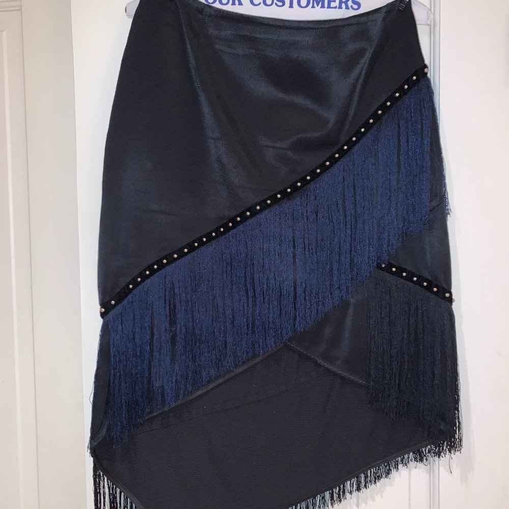 Sass and Bide fringe crossover skirt in navy - Picture 1 of 4